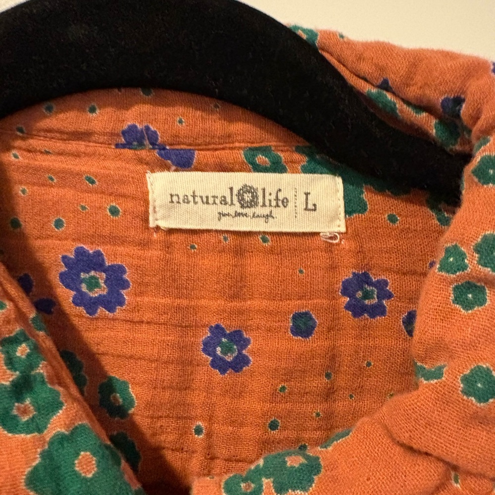 Natural Life Orange Floral Shirt - Picture 2 of 2